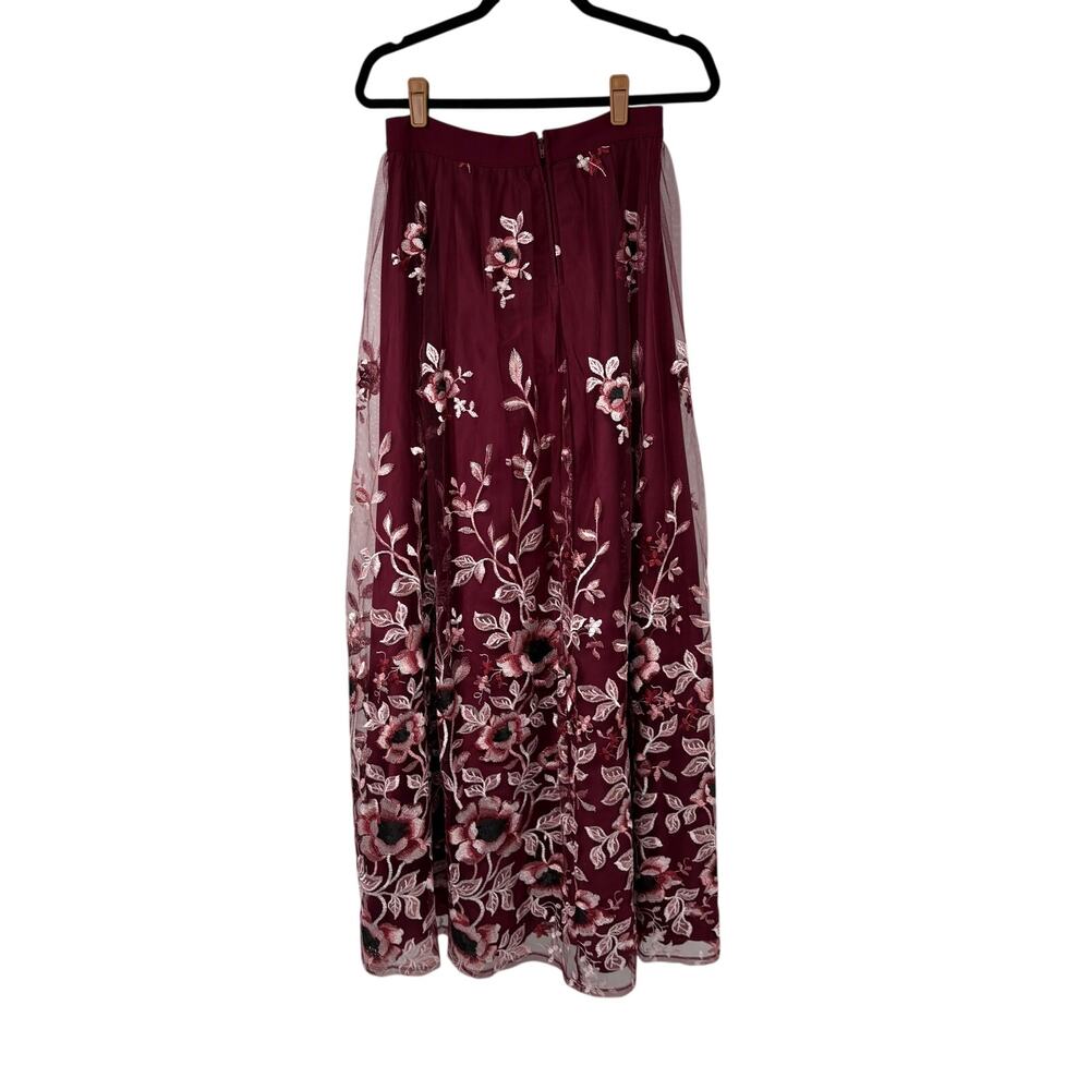 Trixxi Burgundy Floral Embroidered Formal Evening Prom Party Wine Long 9 Juniors